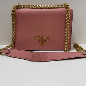Prada Pink Saffiano Leather Chain Crossbody Bag | Authentic